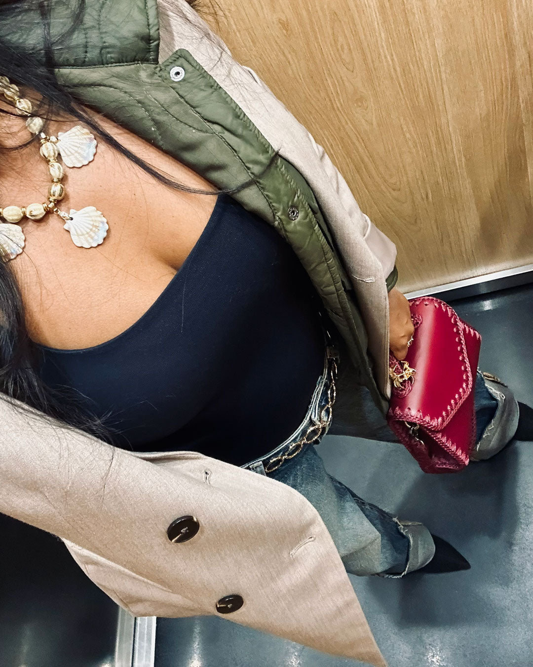 Bolso Satchel Sofia S Burdeos