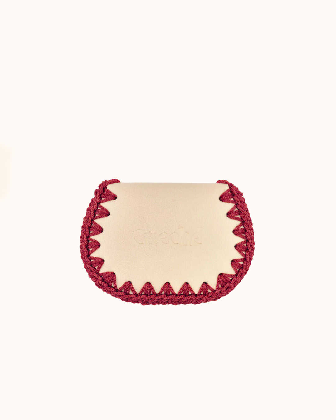 Monedero artesanal beige de cuero y crochet hecho a mano – Cueché