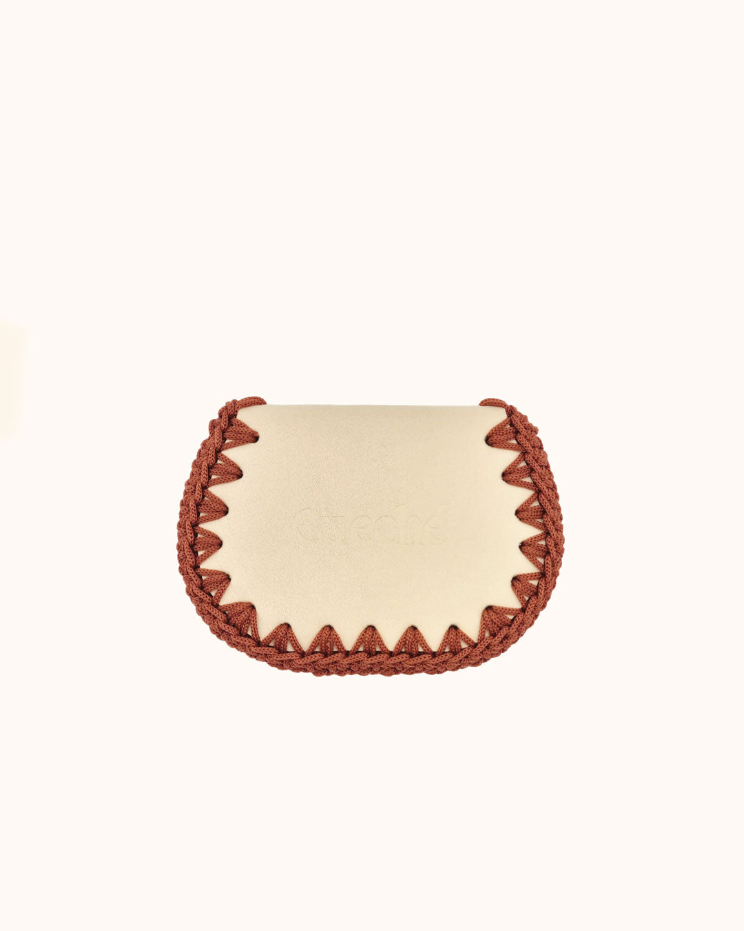 Monedero artesanal beige de cuero y crochet hecho a mano – Cueché