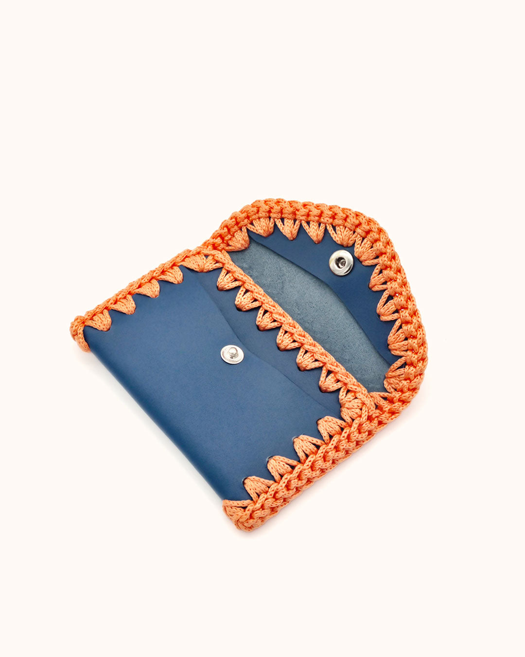 Monedero Tarjetero de Cuero Azul