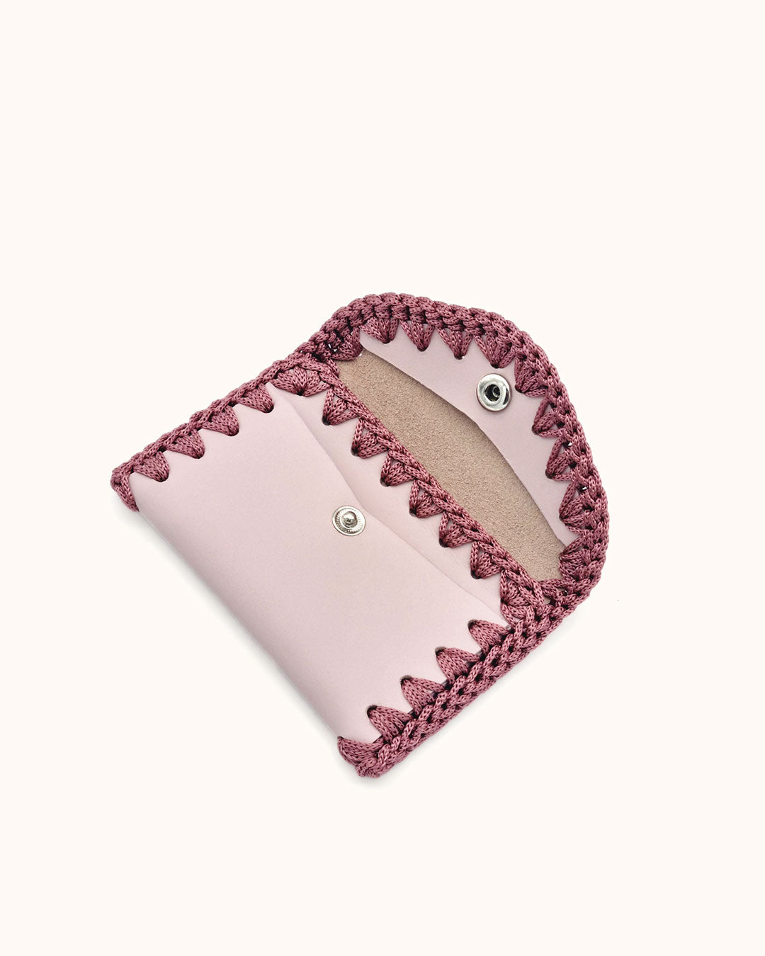 Monedero Tarjetero de Cuero Rosa Claro