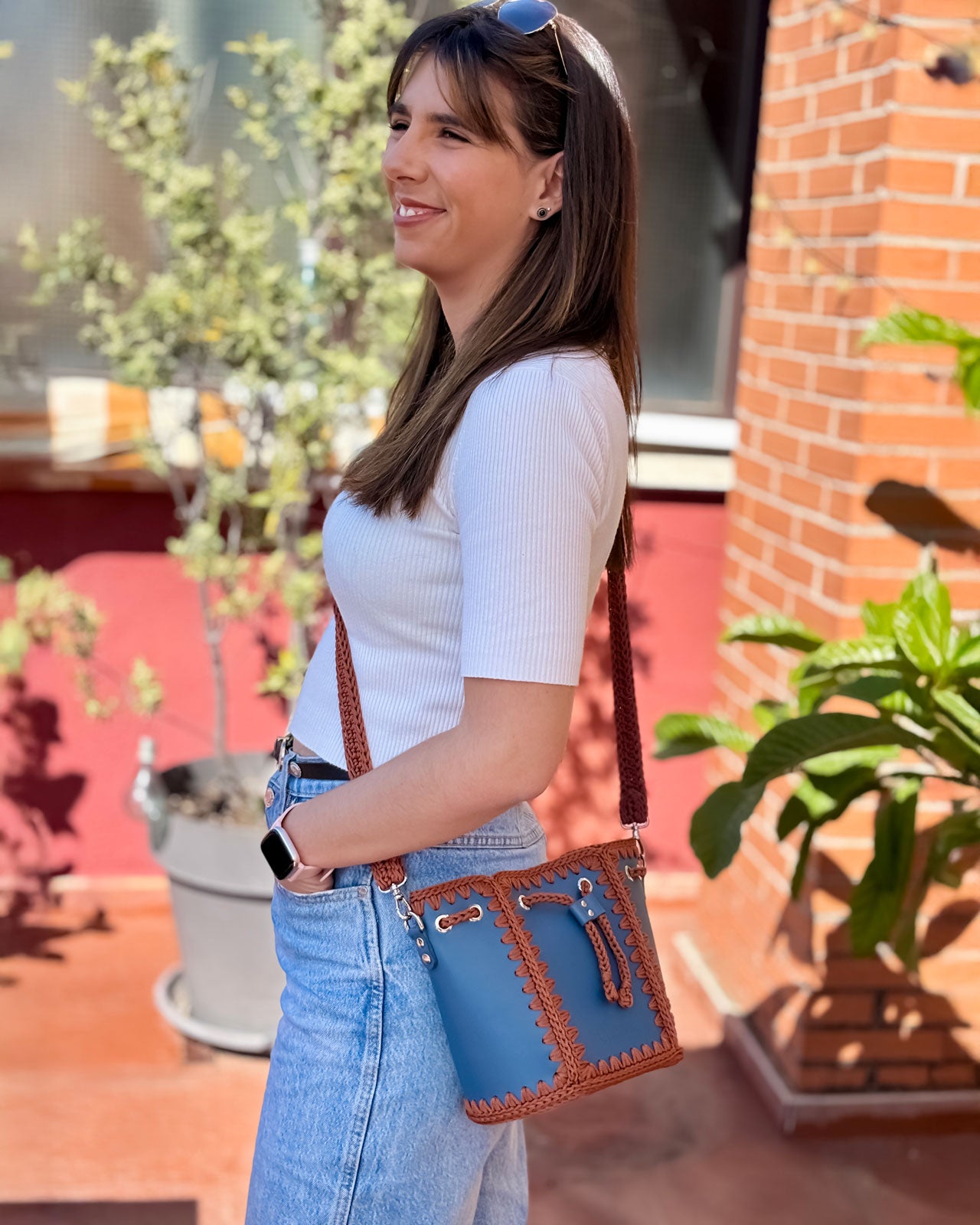 Bolso Bombonera Olga M Azul