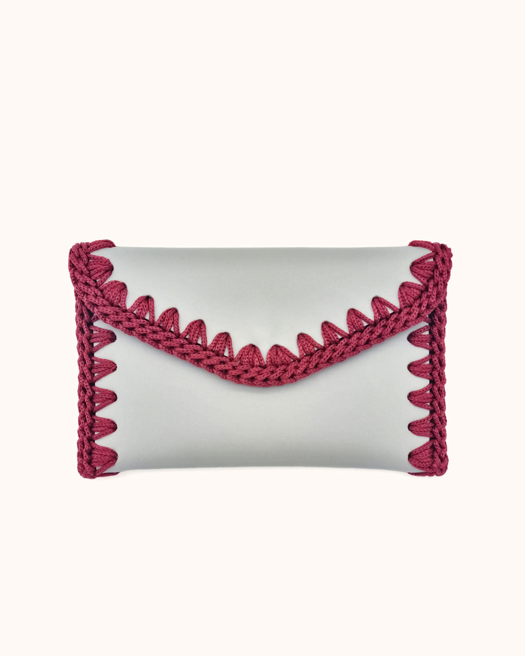 Cartera de Cuero Gris perla