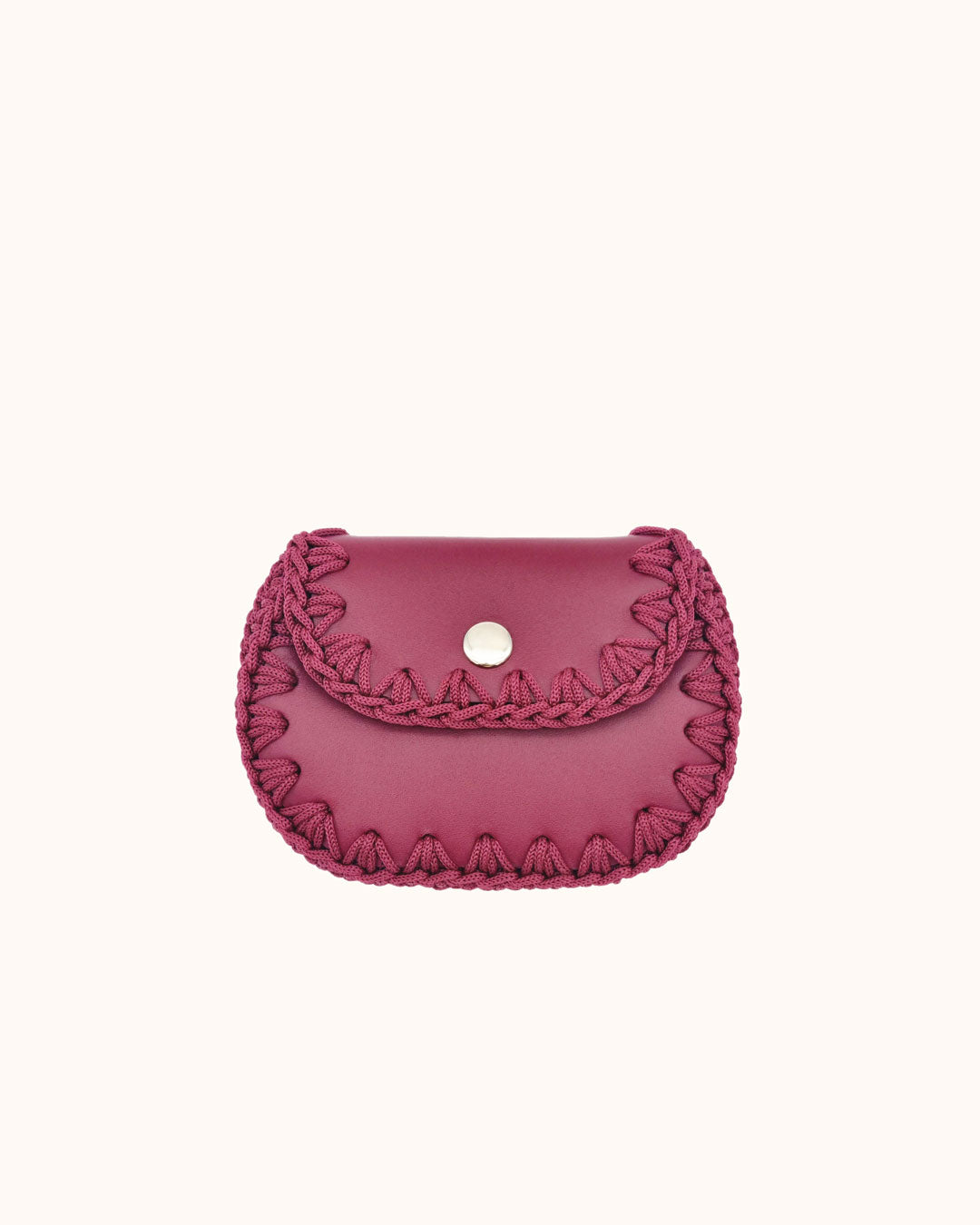 Monedero artesanal burdeos de cuero y crochet hecho a mano – Cueché